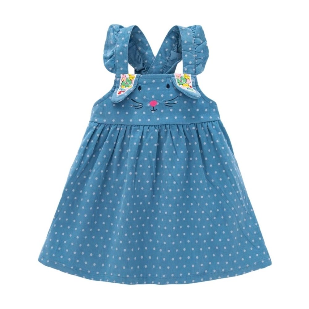 Bunny Rabbit Girls Blue Polka Dot Easter Dress